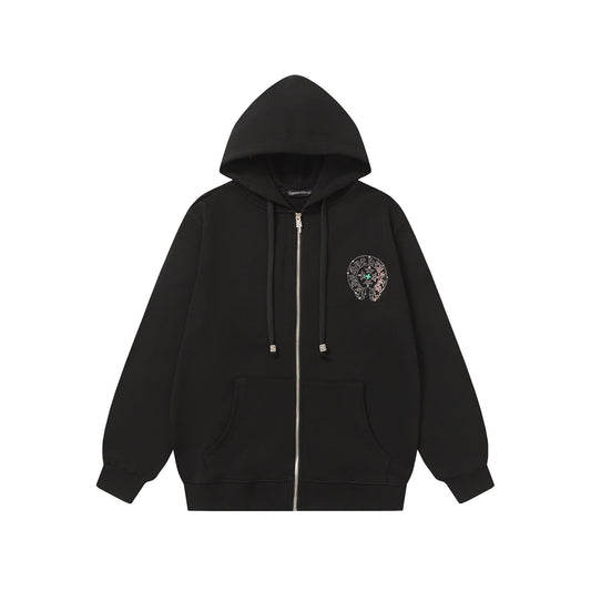 Sweat à capuche Chrome Hearts Coloré Strass - Noir Gothique Street 2608