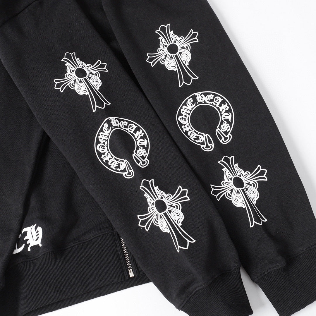 Sweat à capuche Chrome Hearts - Sweat-shirt brodé style streetwear noir 851