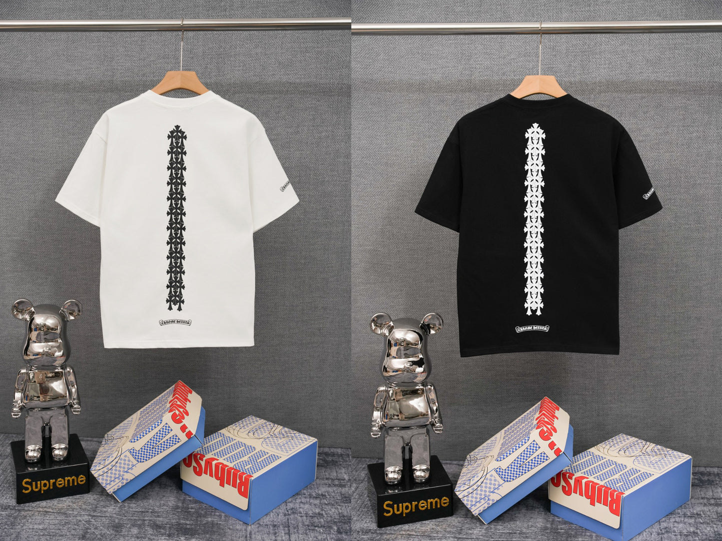T-shirt à manches courtes côtelé personnalisé Chrome Hearts KT33