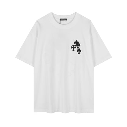 T-shirt Gothique Vintage Brodé Croix Florale Bague Chrome Hearts 2604