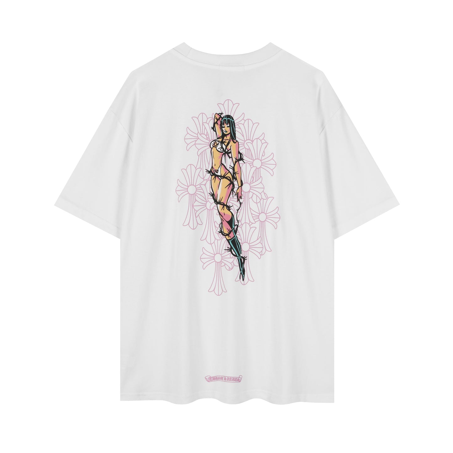 T-shirt fille épines croix florale style Chrome Hearts 2617