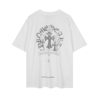 T-shirt délavé vintage Chrome Hearts réfléchissant gris argenté à croix florale 2626