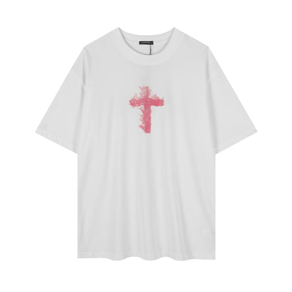 T-shirt Chrome Hearts noir à flammes roses P65
