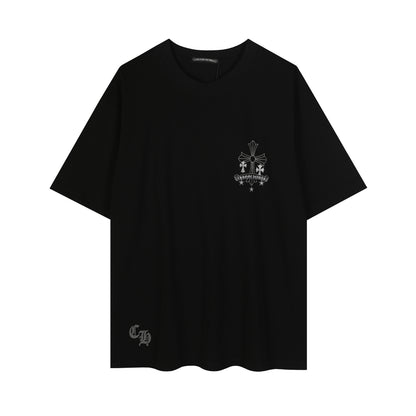 T-shirt délavé vintage Chrome Hearts réfléchissant gris argenté à croix florale 2626