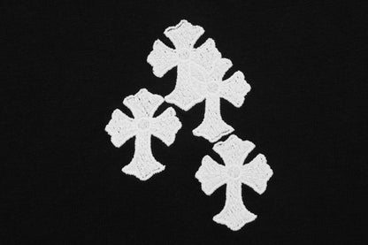 T-shirt Gothique Vintage Brodé Croix Florale Bague Chrome Hearts 2604