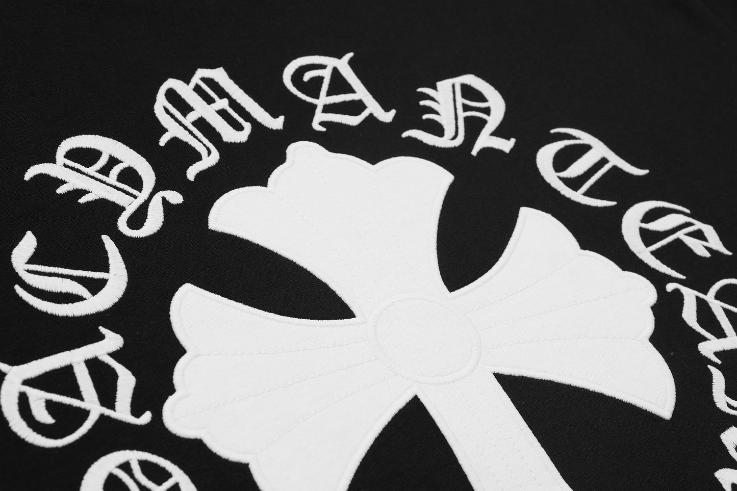 T-shirt Gothique Vintage Brodé Croix Florale Bague Chrome Hearts 2604