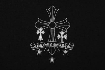 T-shirt délavé vintage Chrome Hearts réfléchissant gris argenté à croix florale 2626