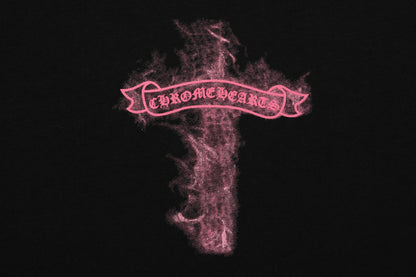 T-shirt Chrome Hearts noir à flammes roses P65