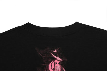 T-shirt Chrome Hearts noir à flammes roses P65