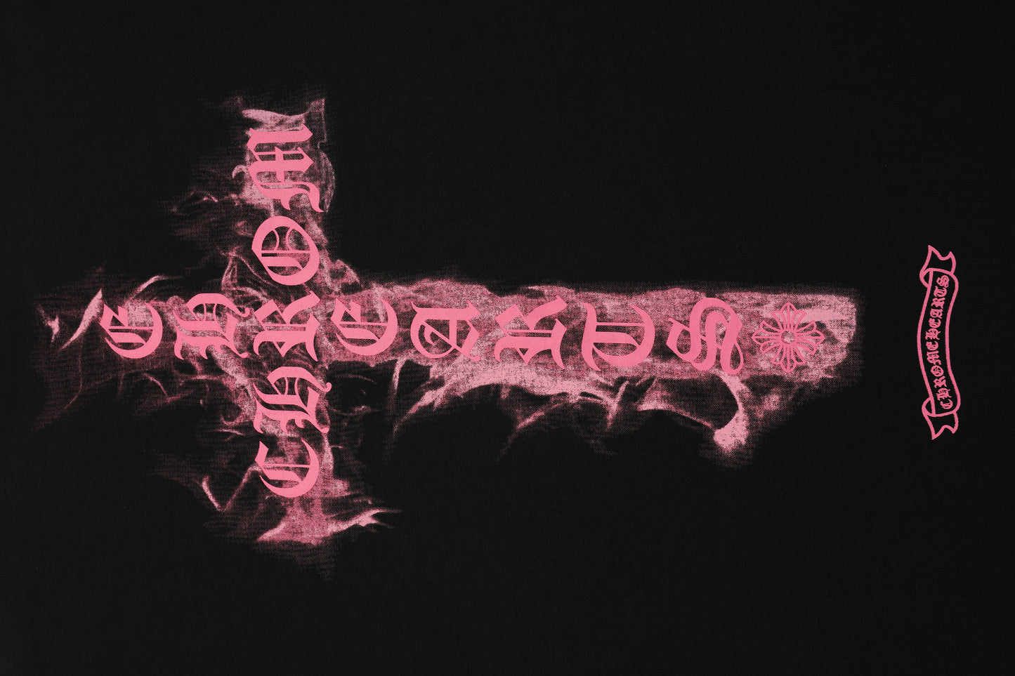 T-shirt Chrome Hearts noir à flammes roses P65