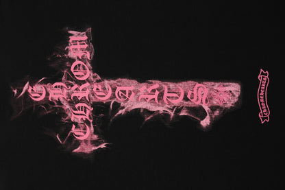 T-shirt Chrome Hearts noir à flammes roses P65