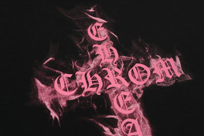 T-shirt Chrome Hearts noir à flammes roses P65