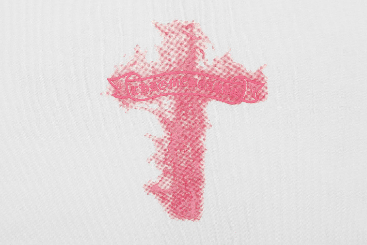 T-shirt Chrome Hearts noir à flammes roses P65