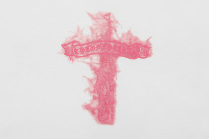 T-shirt Chrome Hearts noir à flammes roses P65