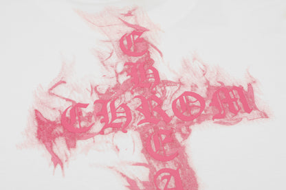 T-shirt Chrome Hearts noir à flammes roses P65