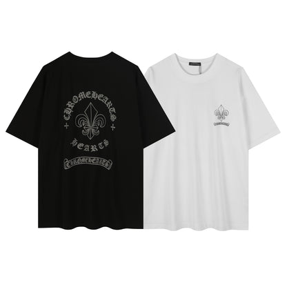 T-shirt imprimé réfléchissant avec emblème Iris Chrome Hearts 2621