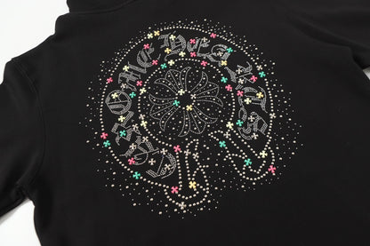 Sweat à capuche Chrome Hearts Coloré Strass - Noir Gothique Street 2608