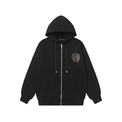 Sweat à capuche Chrome Hearts Coloré Strass - Noir Gothique Street 2608