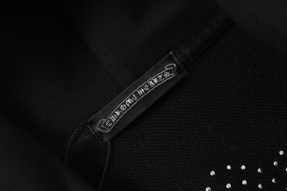 Sweat à capuche Chrome Hearts motif croix en strass - Sweat-shirt streetwear gothique noir 2633