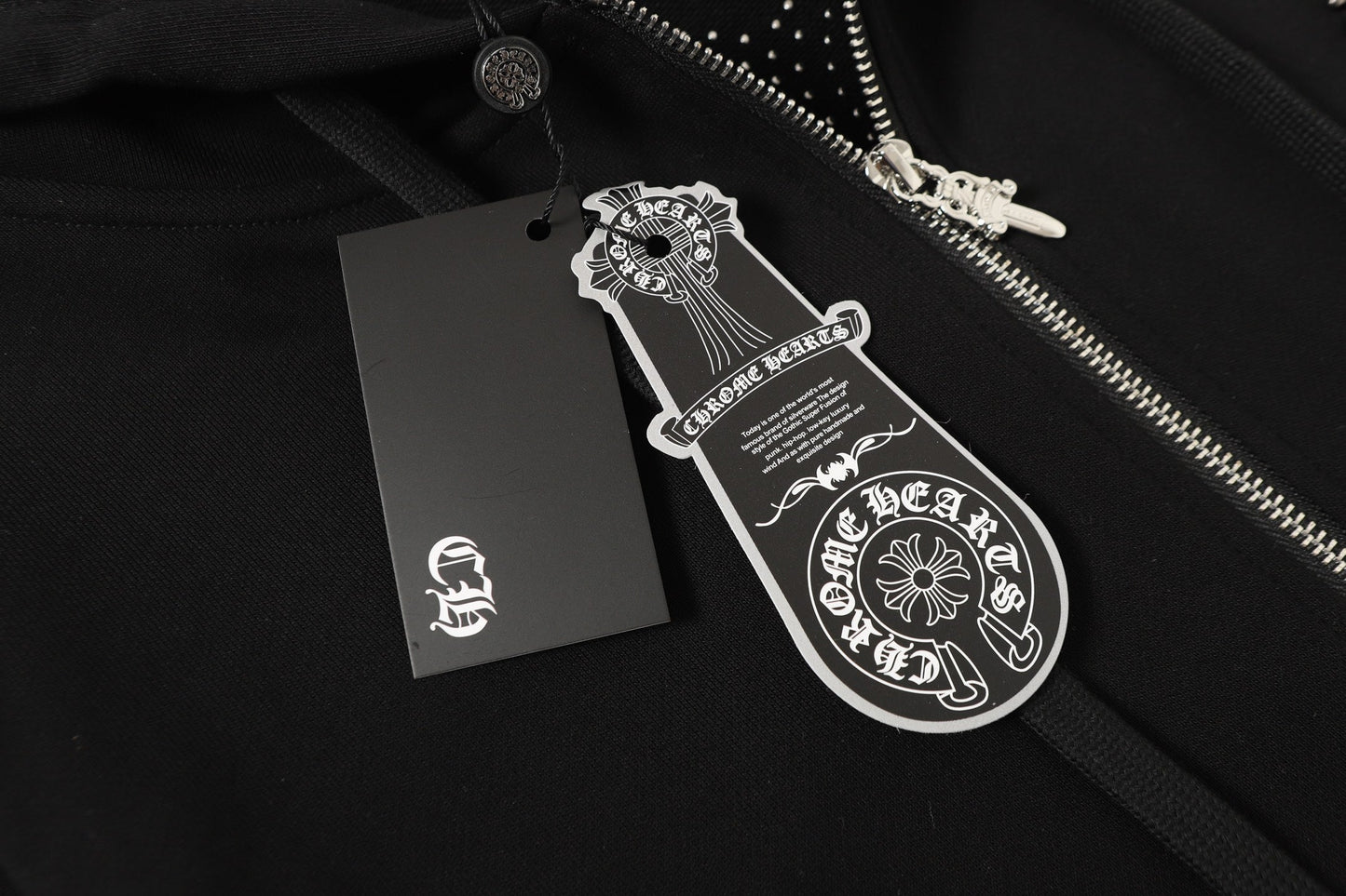 Sweat à capuche Chrome Hearts motif croix en strass - Sweat-shirt streetwear gothique noir 2633