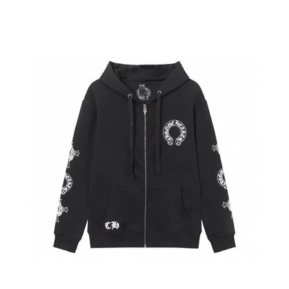 Sweat à capuche Chrome Hearts - Sweat-shirt brodé style streetwear noir 851