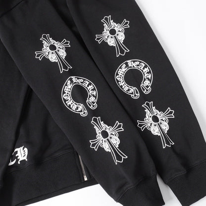 Sweat à capuche Chrome Hearts - Sweat-shirt brodé style streetwear noir 851