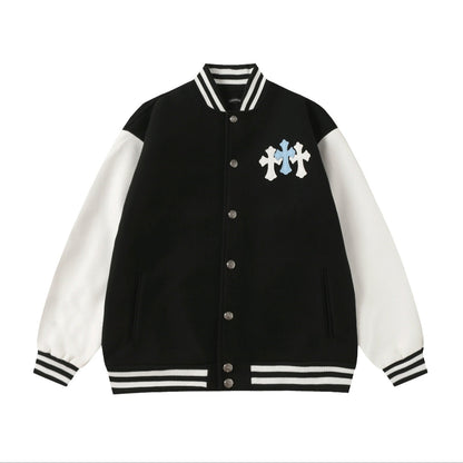 Manteau de baseball Chrome Hearts noir et blanc style streetwear 0002