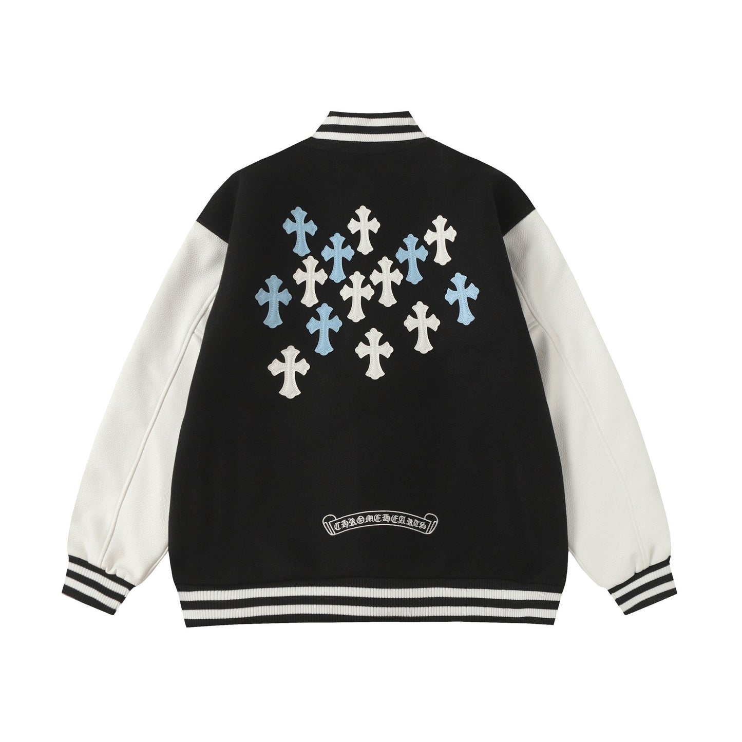 Manteau de baseball Chrome Hearts noir et blanc style streetwear 0002