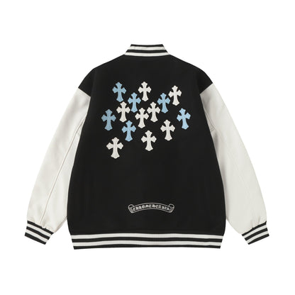 Manteau de baseball Chrome Hearts noir et blanc style streetwear 0002