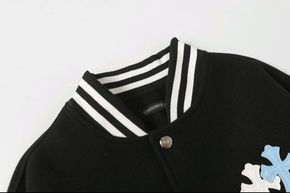 Manteau de baseball Chrome Hearts noir et blanc style streetwear 0002