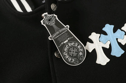 Manteau de baseball Chrome Hearts noir et blanc style streetwear 0002
