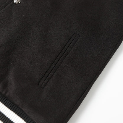 Veste Teddy Chrome Hearts avec broderie Croix et manches en cuir - Style Urbain Noir 116