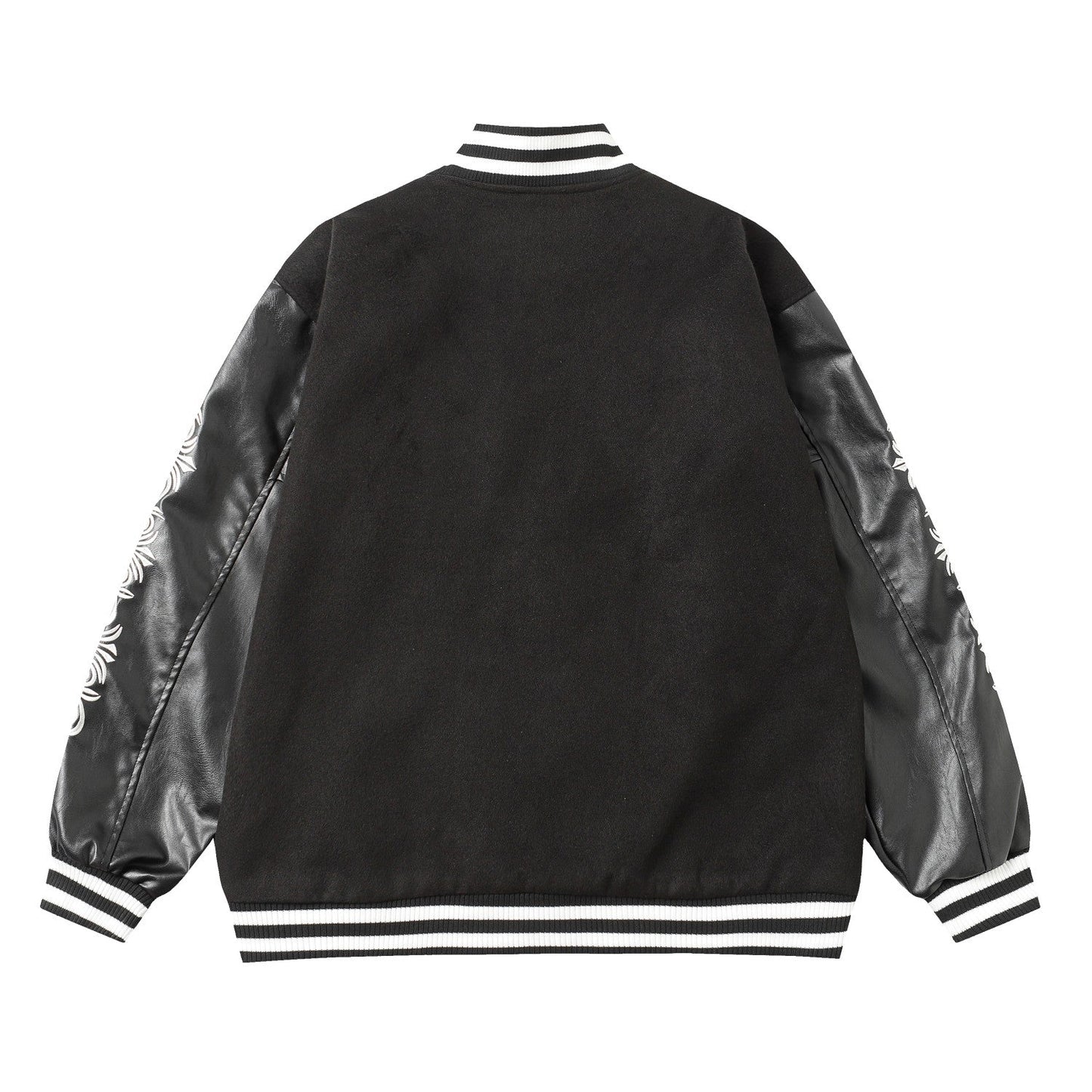 Veste Teddy Chrome Hearts avec broderie Croix et manches en cuir - Style Urbain Noir 116