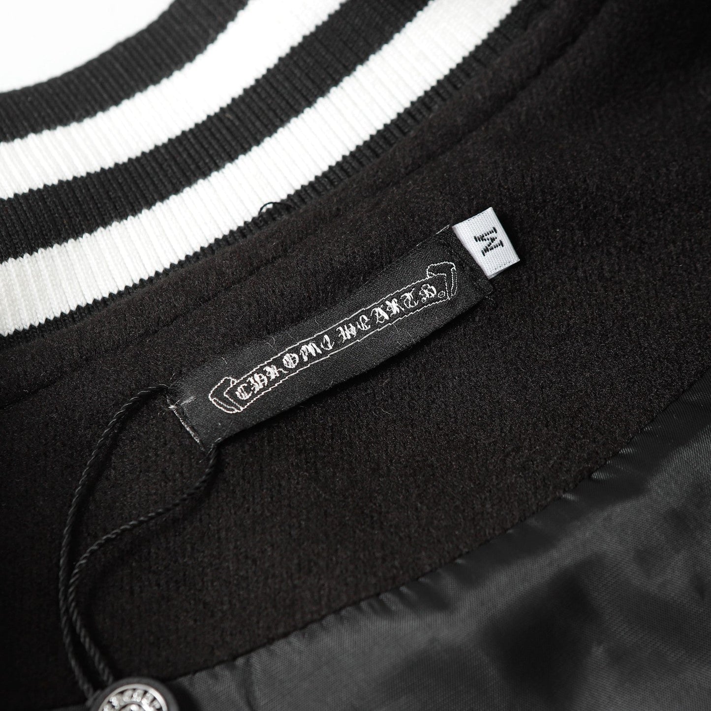 Veste Teddy Chrome Hearts avec broderie Croix et manches en cuir - Style Urbain Noir 116