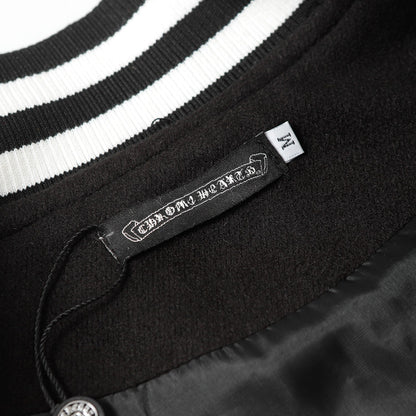 Veste Teddy Chrome Hearts avec broderie Croix et manches en cuir - Style Urbain Noir 116
