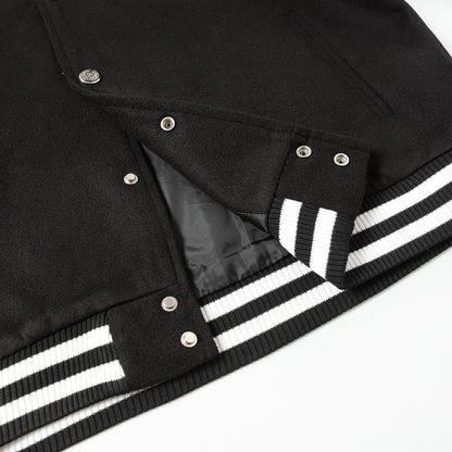 Veste Teddy Chrome Hearts avec broderie Croix et manches en cuir - Style Urbain Noir 116