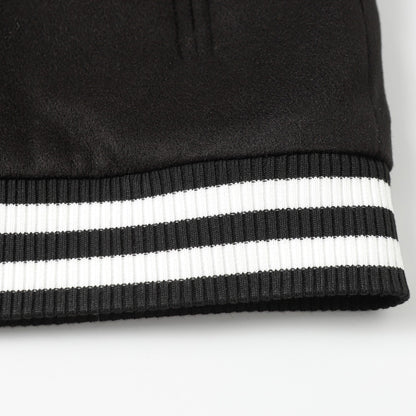 Veste Teddy Chrome Hearts avec broderie Croix et manches en cuir - Style Urbain Noir 116