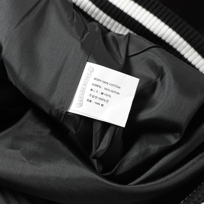 Veste Teddy Chrome Hearts avec broderie Croix et manches en cuir - Style Urbain Noir 116