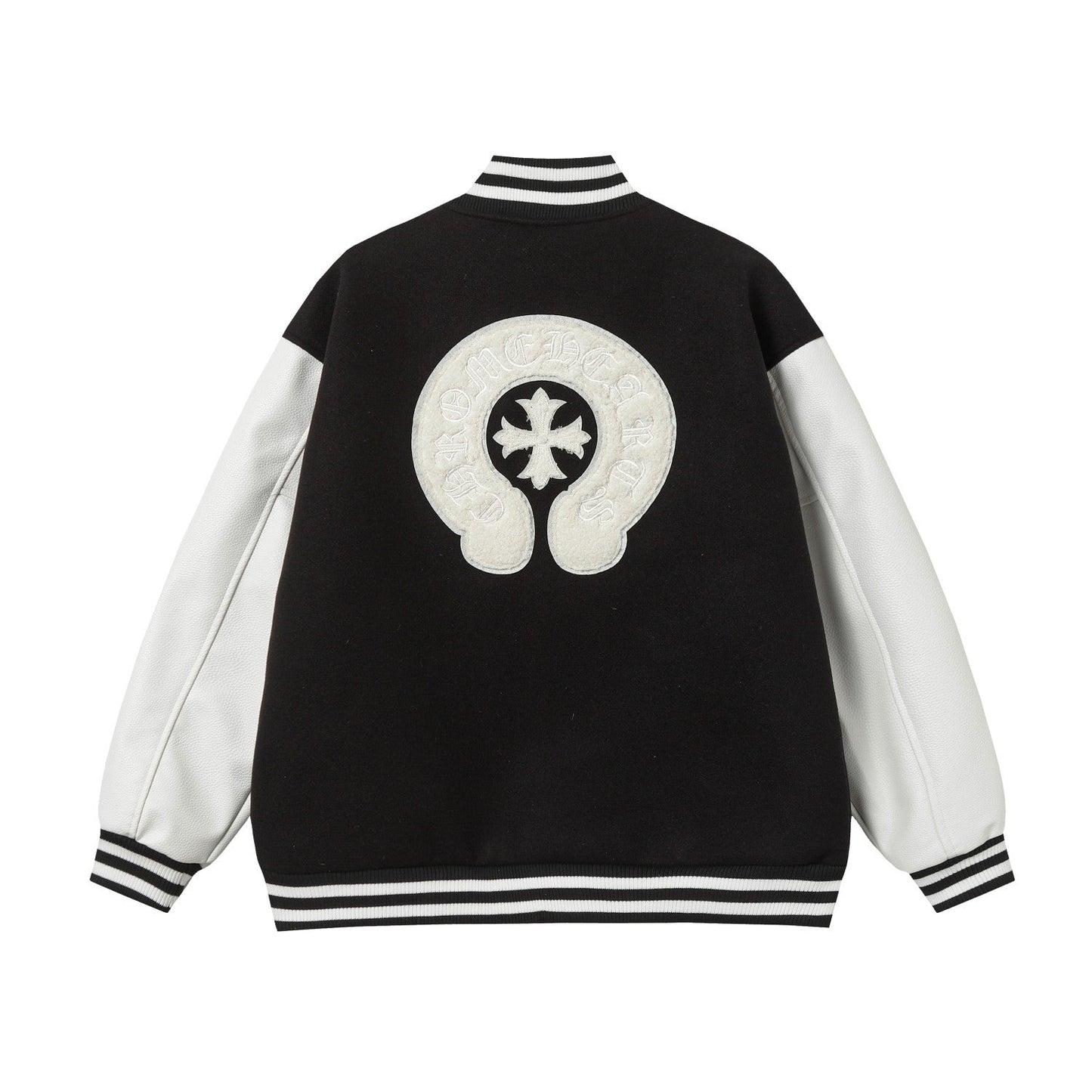 Blouson Teddy Chrome Hearts - Manteau de Baseball Gothique Noir Blanc 2206