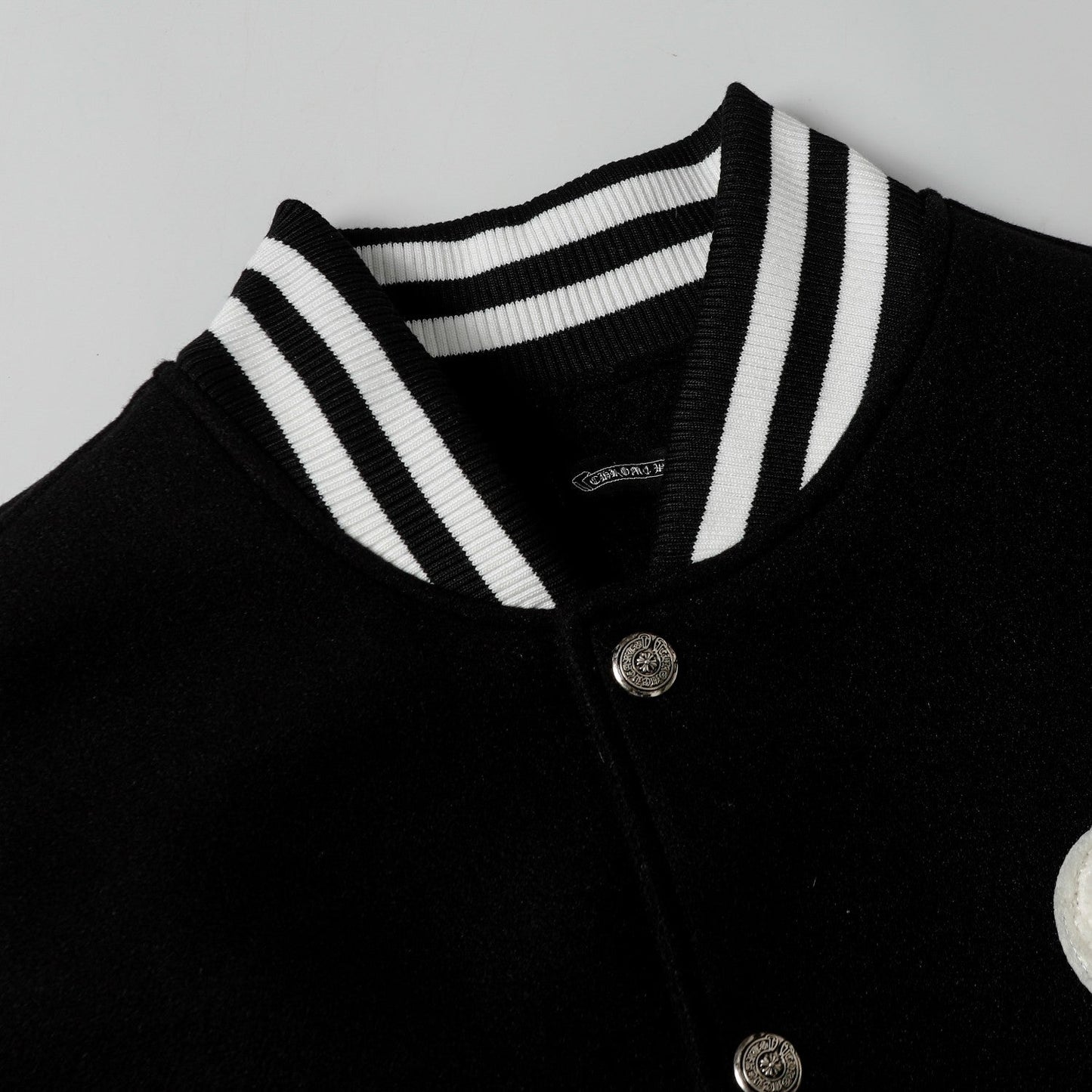 Blouson Teddy Chrome Hearts - Manteau de Baseball Gothique Noir Blanc 2206