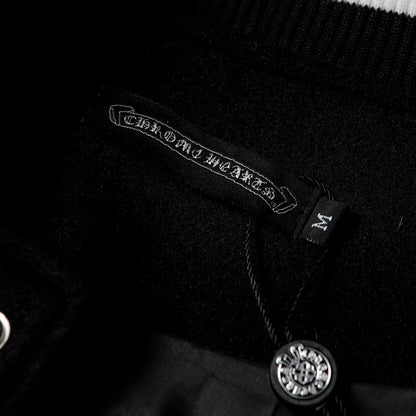 Blouson Teddy Chrome Hearts - Manteau de Baseball Gothique Noir Blanc 2206