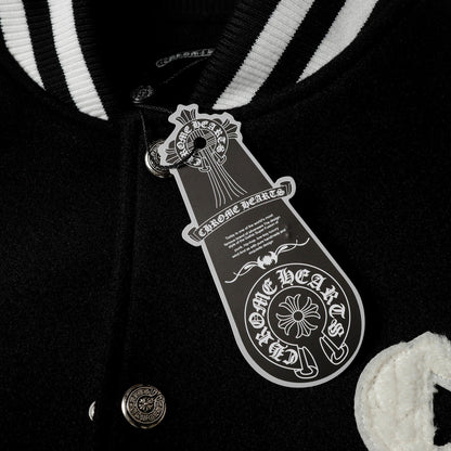 Blouson Teddy Chrome Hearts - Manteau de Baseball Gothique Noir Blanc 2206