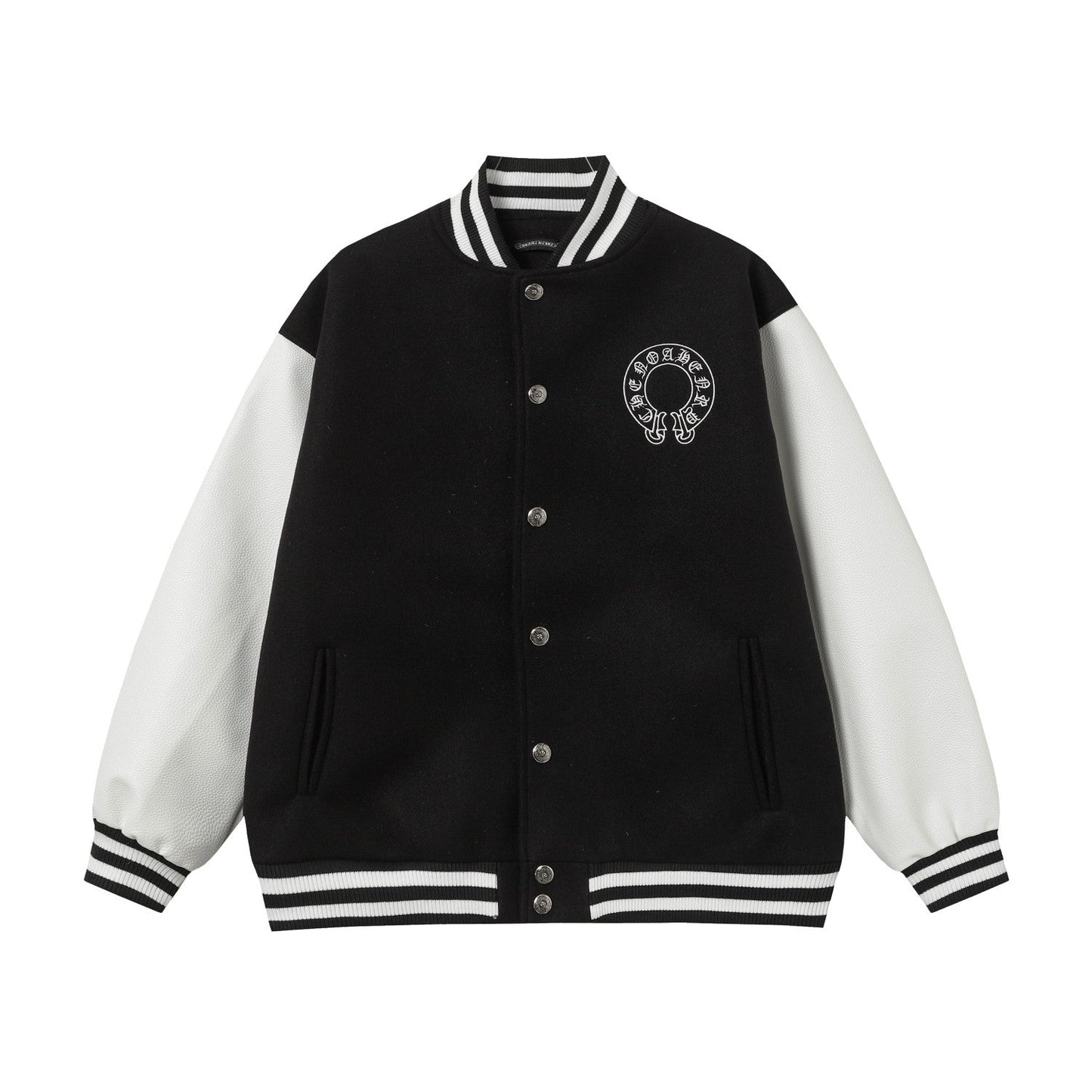 Blouson universitaire Chrome Hearts à superposition de croix – Vêtement d'extérieur style streetwear noir et blanc 2208