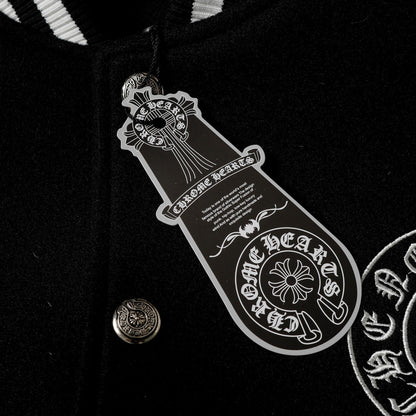 Blouson universitaire Chrome Hearts à superposition de croix – Vêtement d'extérieur style streetwear noir et blanc 2208
