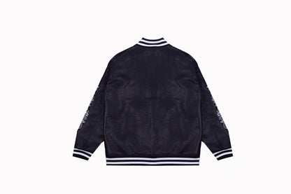Blouson Teddy Chrome Hearts à Manches Brodées - Manteau Streetwear Noir 5577