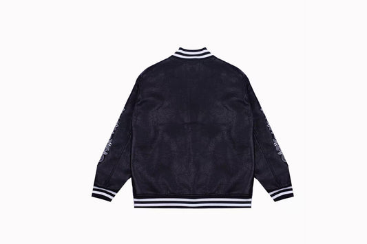 Blouson Teddy Chrome Hearts à Manches Brodées - Manteau Streetwear Noir 5577