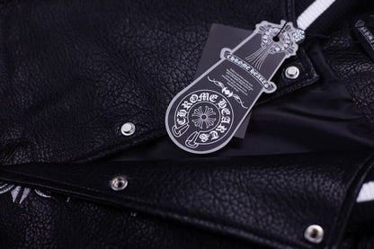 Blouson Teddy Chrome Hearts à Manches Brodées - Manteau Streetwear Noir 5577