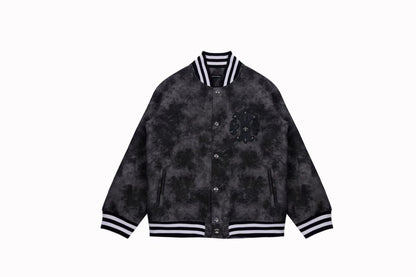 Blouson universitaire Chrome Hearts à patch Fleur-de-lis - Vêtement d'extérieur tie-dye gris A5588