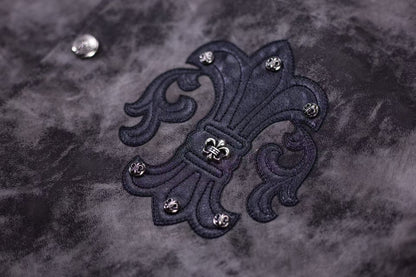 Blouson universitaire Chrome Hearts à patch Fleur-de-lis - Vêtement d'extérieur tie-dye gris A5588