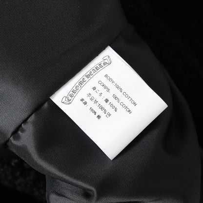 Blouson Sherpa brodé fer à cheval Chrome Hearts - Manteau gothique noir crème 825